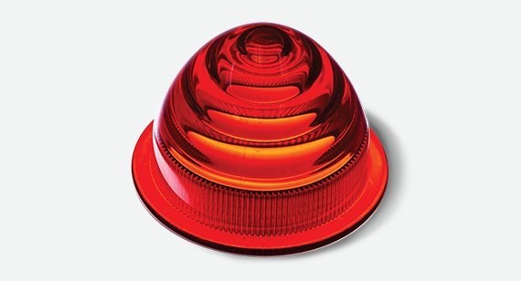 A  red, 3D-printed taillight lens