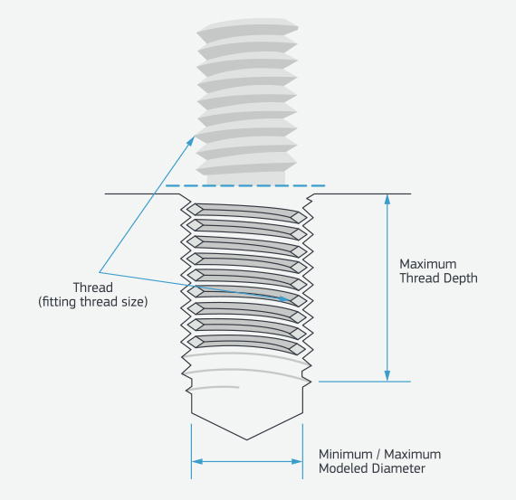 threaded holes technical illustration for cnc turning mold