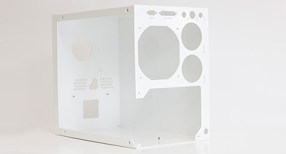 white sheet metal computer chassis