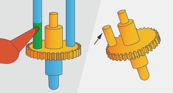 illustration of injection molding pin gate parts