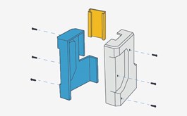 The left image illustrates resulting corner radii from milling. Consider adding reliefs to sharp corners (right image) to improve fit